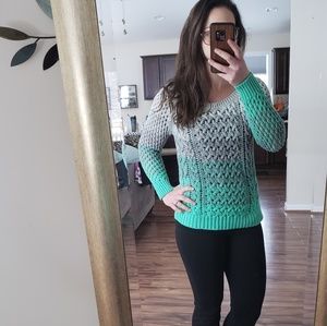 AEO grey and teal ombre scoop neck sweater
